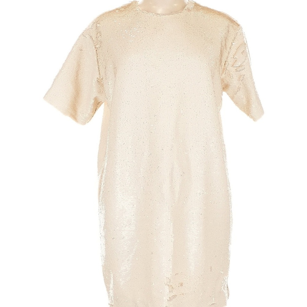 The Frankie Shop New Cream Sequin Mini Dress Riley Large - Picture 3 of 11